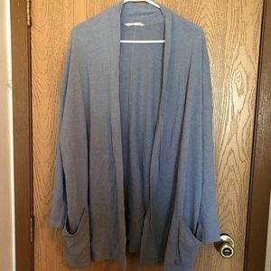 Blue gray open front cardigan.